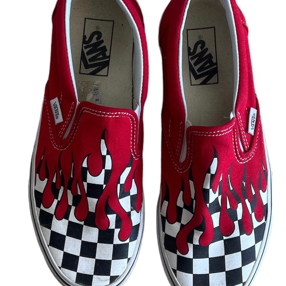 Vans slip on checkerboard flame Mens 7.5 womens 9 - Picture 3 of 7